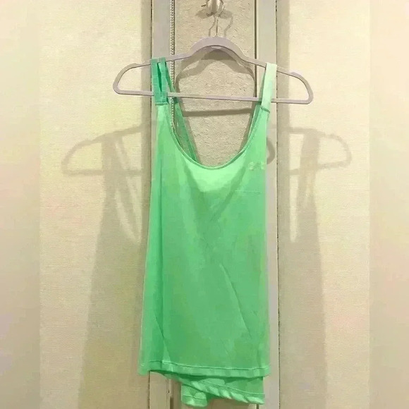 NWT UNDER ARMOUR in pretty mint green Strappy tank top Sz L - Picture 1 of 5